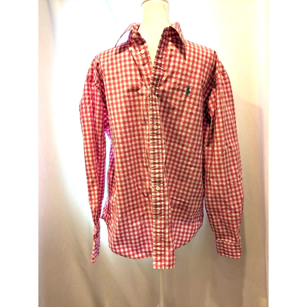 Ralph Lauren Mens XL Pink/White Plaid Cotton Long Sleeve Button Down Exc. Cond.